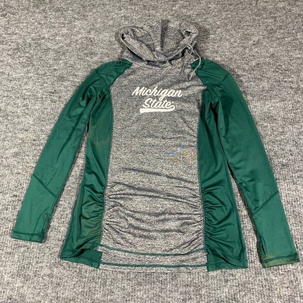 Michigan State Hoodie Womens Medium Green Grey Spartans NCAA Gameday Active MSU